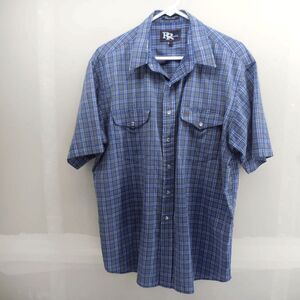 Resistol Double R Pearl Snap Shirt Mens Size Large Plaid Western Cotton READ